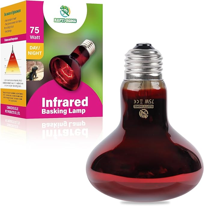 Reptile Heat Lamp,75W Red Basking Spot Lamp Bulb for Chickens Amphibians, Infrared Heat Emitter Light for Coop