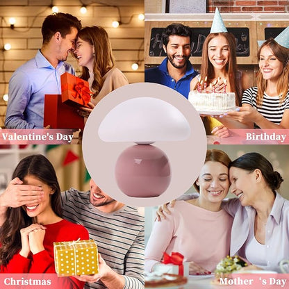 Mushroom Lamp Table Lamp for Bedroom, 3 Color Dimmable Bedside Small Lamps for