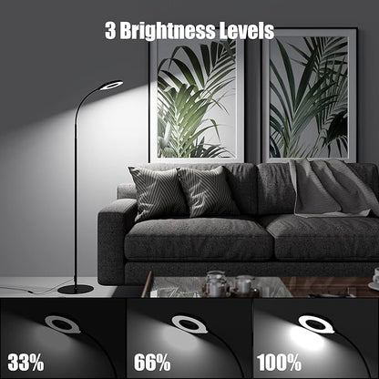 JKSWT LED Floor Lamp, 3 Brightness Levels Eye-Caring Dimmable Standing Reading