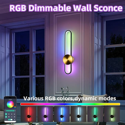 JAYMP RGB Modern Wall Sconce Dimmable Remote Control LED Wall Light Fixture