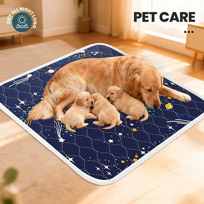 Bed Wetting Pads for Kids & Toddlers, 5 Layer Waterproof Washable Pee Pads, Potty Training Mattress Protector, Absorbent Chuck Pads Non Slip for Kids, Hospitals, Pets, Senior - 40" X 60" Blue, 1 Pack