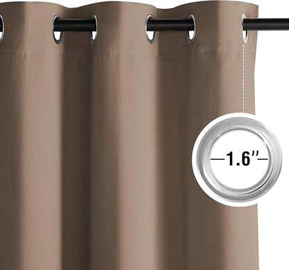NICETOWN Cappuccino Blackout Drapes - Grommet Thermal Insulated Window Treatments for Bedroom, Yard, Office, Flat, Hall - UV Resistant, 2 Panels, W52 x L63