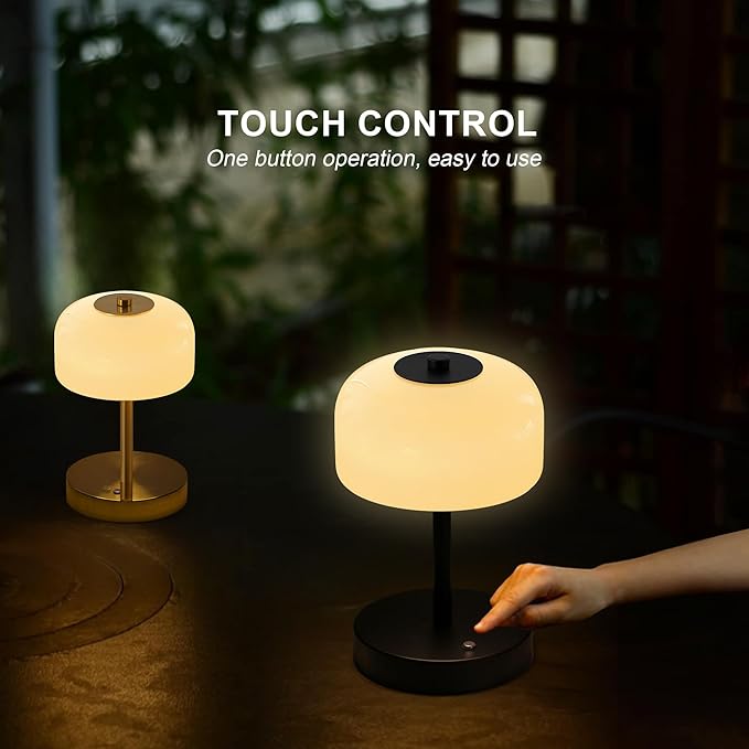 Oneach 9" Small Portable Cordless Table Lamp, 3-Way Dimmable Touch Rechargeable