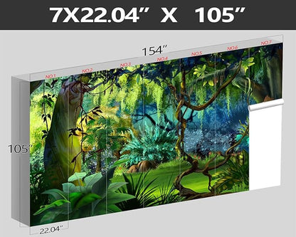 XMPMBM-Cartoon Plant Dreamy Forest Fabric Wallpaper Botanical Woodland Nursery Room Wall Mural-W 154" X H 105"（112 Square Foot）