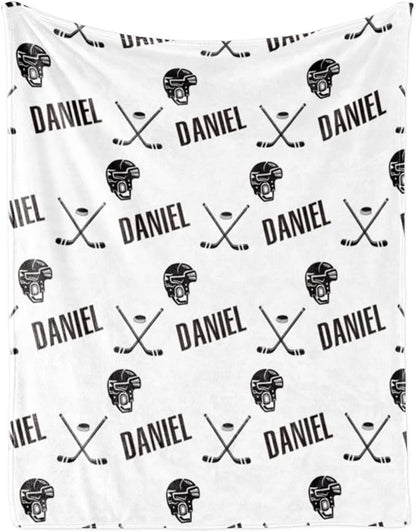 Custom Hockey Baby Name Blanket: Personalized Baby Essentials for Boys and Girls - Birthday Gift for Hockeys Lovers - Soft Fluffy Warm Skin Blankets 40x50inch