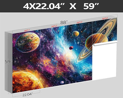 XMPMBM-Starry Sky Abstraction Art Graffiti Wallpaper Colorful Planets Nursery Room Boys Bedroom Bathroom Wall Mural- W 88" X H 59"（36 Square Foot）