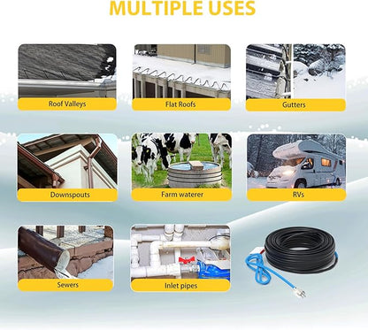 TDSF1 125ft Roof and Gutter Heat Tape, Self-Regulating, ETL Certified, for Effective Pipe and Roof Ice Prevention, 120V