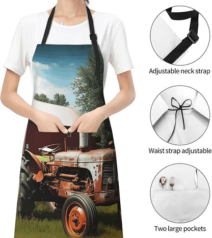 Waterproof Aprons for Women Men Adjustable Bib Cool Electric Guitar Apron Chef Cooking Aprons for Kitchen
