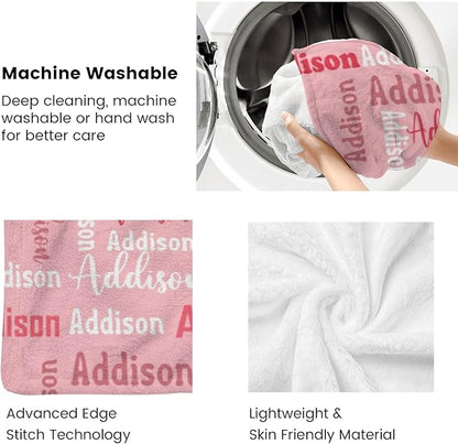 Dr.TOUGH Name Blanket Personalized Blanket for Adult Kids Flannel Customized Personalized Blankets and Throws