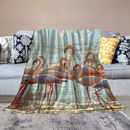 Flamingo Blanket Flamingo Gifts for Girls Boys Woman Kids Lover Ocean Coastal Throw Blankets Soft Blanket Warm Fleece Flannel Plush Blankets for Bed Sofa Couch 40"x50"