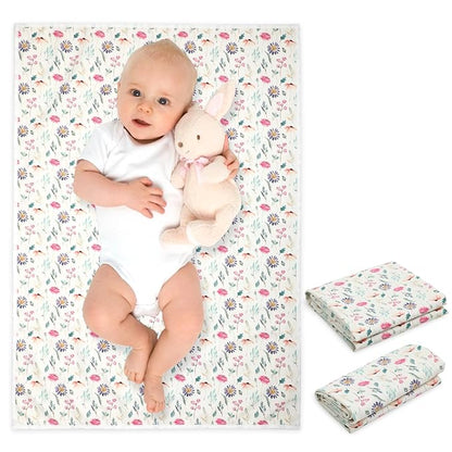 Vegan Leather Baby Changing Mat - Wipeable Portable Changing Pad, Foldable Travel Changing Mat for Baby, Newborns Toddlers Shower Gifts (Colorful Floral,20"*28")