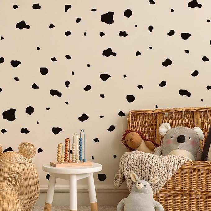 YouRfocus Farmhouse Cow Print Wall Decals | 6 Sheets of Black Vinyl Peel and Stick Wall Stickers for Bedroom, Living Room, Bathroom | Wall Decor for Home, Cars, Cups