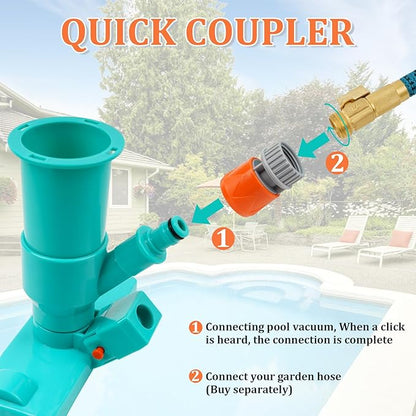 POOLWHALE Upgrades Pool Spa Pond Mini Jet Vac Vacuum Cleaner w/Brush, Bag,6 Sections Telescopic Pole of 56.5" and Handle