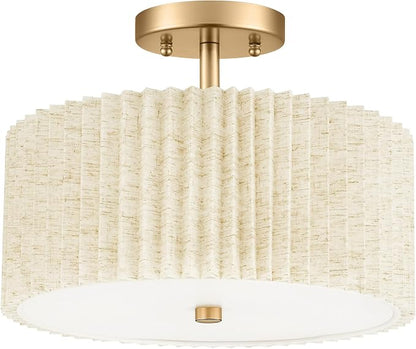 Gold Semi Flush Mount Ceiling Lights, 3-Light 12.5" Light Fixtures Ceiling Mount
