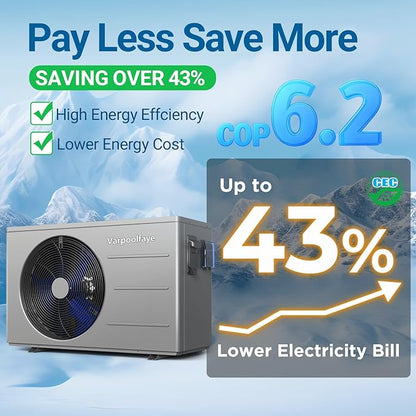 40000 BTU Swimming Pool Heat Pump, 12,000 Gallon Electric Pool Heater Above and Inground Pool,WiFi App Control, Heating or Cooling Pool Heater 220V/60Hz