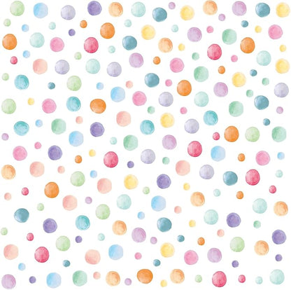 201 Pcs Watercolor Polka Dots Wall Decals, Peel and Stick Boho Rainbow Wall Stickers, Multicolor Circle Wall Decor,Pastel Colorful Round Decoration for Girls Bedroom Kids Nursery Classroom Playroom
