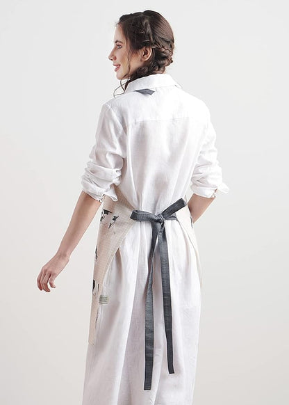 Maison d' Hermine 100% Cotton Apron for women with Pocket Kitchen Chef Apron for Men Cooking Easter Decorations