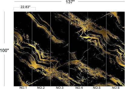 Black Gilded Marble Wall Mural Wallpaper for Bedroom 137" x 100"