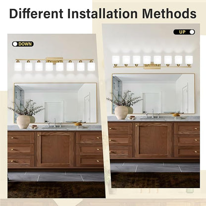 8 Light Bathroom Light Fixtures Gold