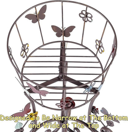 2 Pack Metal Plant Stands, 25”H Wrought Iron Tall Plant Stand, Heavy Duty Vintage Flower Pot Stand Holders, Corner Decorative Potted Planter Display Rack for Indoor Outdoor Garden Patio Lawn