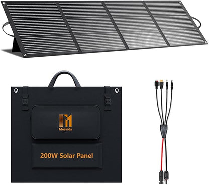200 Watt Portable Folding Solar Panels IP68 Waterproof ETFE Coating 24V MC4 Output for Power Stations Solar Generator Camping Off-Grid RV Emergency Backup Hurricane