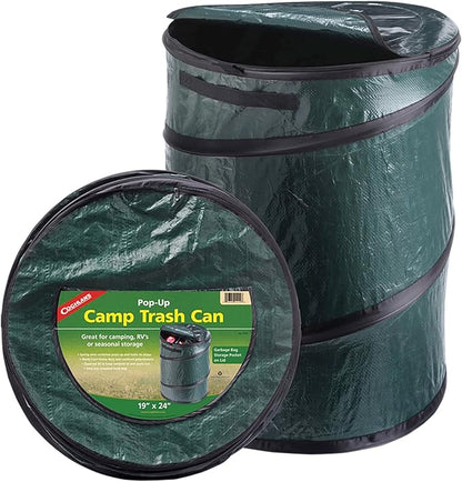 Coghlan's Pop-Up Lightweight Trash Can – Collapsible Waste Bin for Camping, RV, Outdoor Events, and Travel – Durable, Compact, and Easy to Store – 29.5 Gallon
