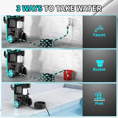 Pressure Washer, Power Washer with 4 Quick Connect Nozzles, 35FT Power Cord, 20FT Hose, Foam Cannon for Cars/Patios/Diverway/Fences