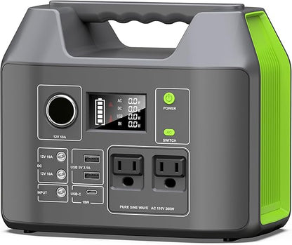 Solar Generator, 296Wh Portable Power Station,110V Pure Sine Wave, 80000mAh Backup Battery Power Supply for CPAP Outdoor Camping, Traveling, and Emergencies