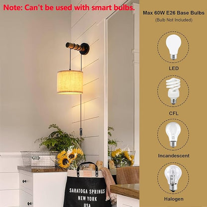 Wall Sconces Set of Two, Plug in Sconces Wall Lighting