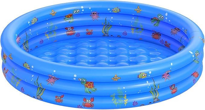 Garden Round Inflatable Baby Swimming Pool, Portable Inflatable Child/Children Little Pump Pool,Kiddie Paddling Pool Indoor&Outdoor Toddler Water Game Play Center for Kids/Girl/Boy