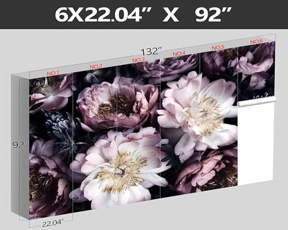 XMPMBM-Purple Peony Floral Fabric Wallpaper Living Room Bedroom Bathroom Wall Mural-W 132" X H 92"（93 Square Foot）