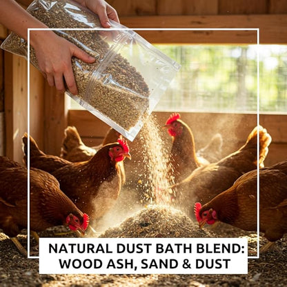 World’s Best Chicken Dust Bath – Natural Wood Ash, Sand & Fine Dust Blend – Safe for All Chickens (20 Pounds)