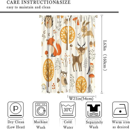 Kids Forest Animal Curtains,Baby Bedroom Window Treatments, Cartoon Watercolor Forest Animal Lion Boys Girls Children Bedroom Drapes 42x63in