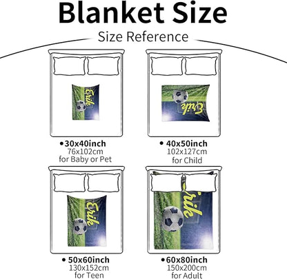 Personalized Baby Balll Soft Blanket: Custom Kids Soccer Design Blanket with Name and Number - Bedding Gifts for Infants Toddlers Adults 40x50inch