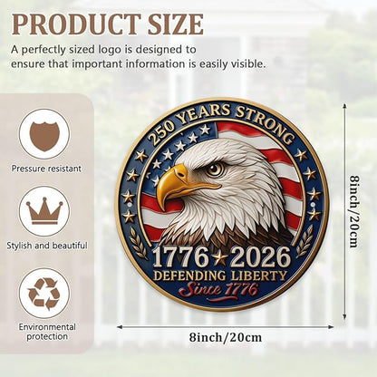 United States 250th Anniversary Metal Sign, 250th Anniversary USA Round Metal Signs for Home Decor, 250 Patriotic American Wall Signs Yard Signs, Gift for US Citizens, Patriotic Collectors