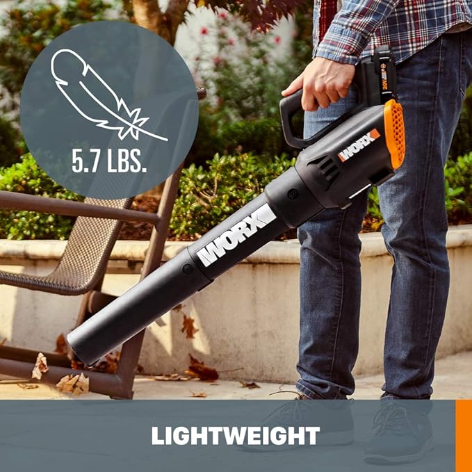 Worx 20V String Trimmer Cordless & Edger 3.0 + Leaf Blower Cordless with Battery and Charger Turbine, Black and Orange
