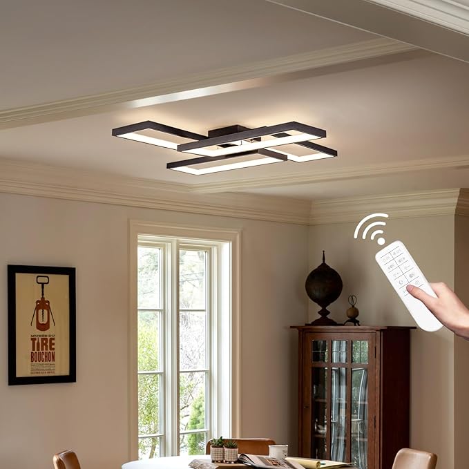 Modern LED Ceiling Lights for Bedroom 26" Dimmable Square Ceiling Lights for