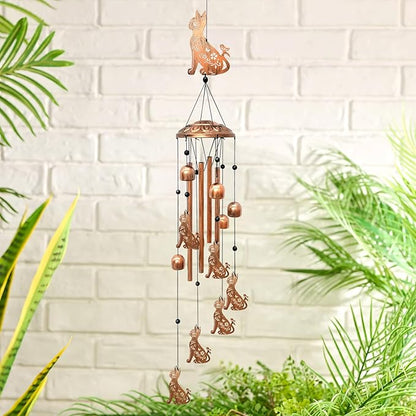 Cat Wind Chimes for Outside, Metal Windchimes Outdoors Birthday Gifts for Women Memorial Sympathy Wind Chimes for Patio Garden Yard