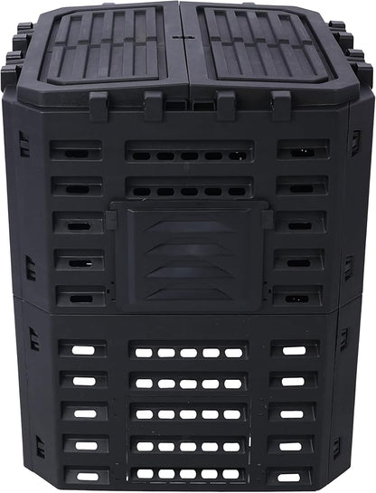 Black Garden Composter Bin - 90 Gallons (340Liter) of Recycled Plastic for Easy Assembly & Aerating Composting – Create Fertile Soil with Lightweight Outdoor Compost Box