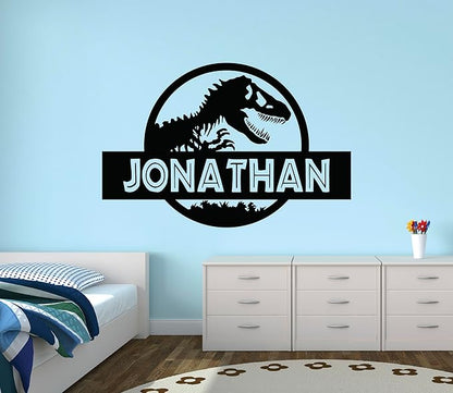 Personalized Dinosaur Name Wall Decal – Custom Kids Room Decor – Boys Bedroom Vinyl Sticker – Dino Theme Nursery Decoration – Removable Kids Wall Art