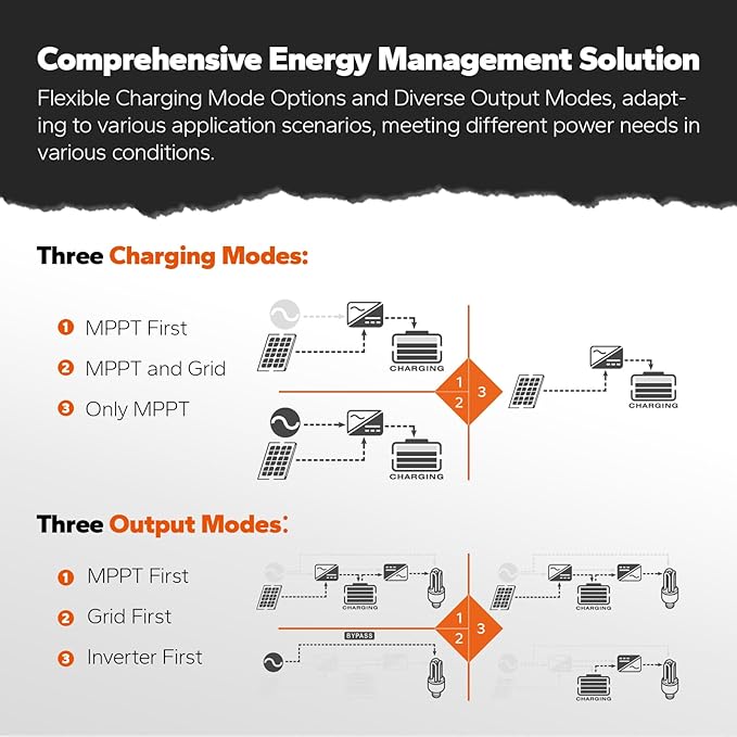 LiTime 24V 3000W All-in-One Solar Inverter Charger | 60A MPPT Solar Controller | Pure Sine Wave Output | Uninterrupted Power Supply | RS485 Communication | Home Energy Storage, Off-Grid Solar System