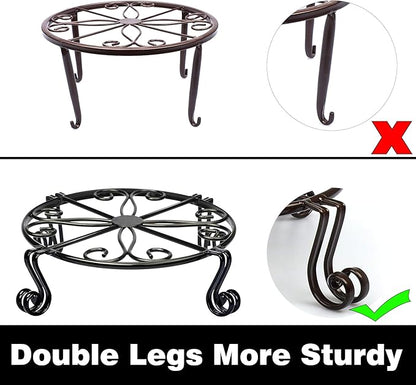 2 Pack Black Plant Stand for Flower Pot Heavy Duty Potted Holder Indoor Outdoor Metal Rustproof Iron Garden Container Round Supports Rack for Planter Bronze, Pumpkin Stand Outdoor…