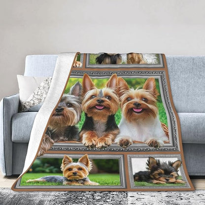 Yorkie Blanket Yorkshire Terrier Decor Throw Blanket Super Soft Flannel Lightweight Fluffy Plush Fuzzy Fleece Dog Blanket Gifts for Dog Lover Woman Girl Kids Boys for Bed Sofa Bedding 50"X60"