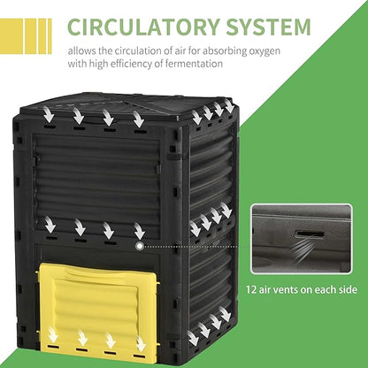 Planters,Garden Compost Bin 80 Gallon Outdoor Large Capacity Composter Fast Create Fertile Soil Aerating Box, Easy Assembly, Yellow