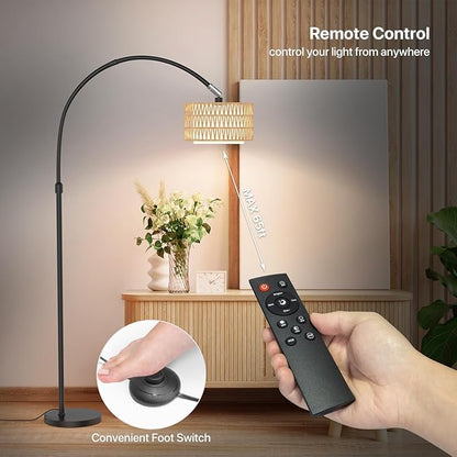 Arc Floor Lamp with Remote Control, Dimmable LED Floor Light with 3 Color