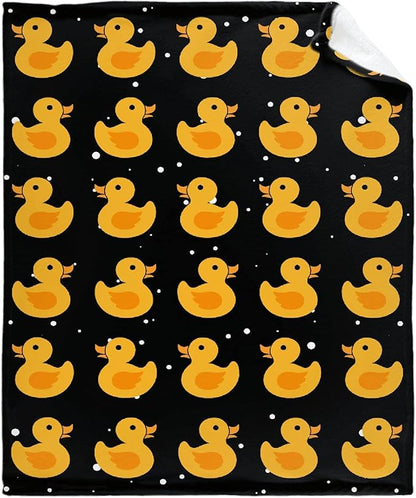 Thuswarm Cute Snowflake and Duck Flannel Blanket for Autumn Winter Gifts Warm Cozy Soft Funny Print Throw for Bed Couch Sofa 50”×40” Small for Kid