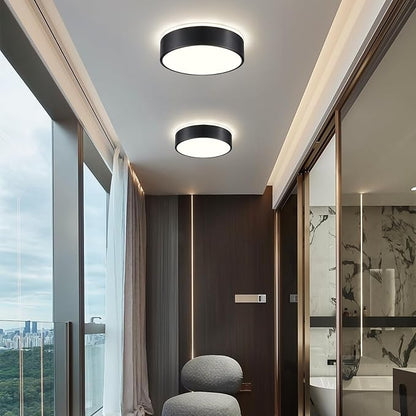 Dimmable LED Flush Mount Ceiling Light Fixture, Modern Black Round Ceiling Light