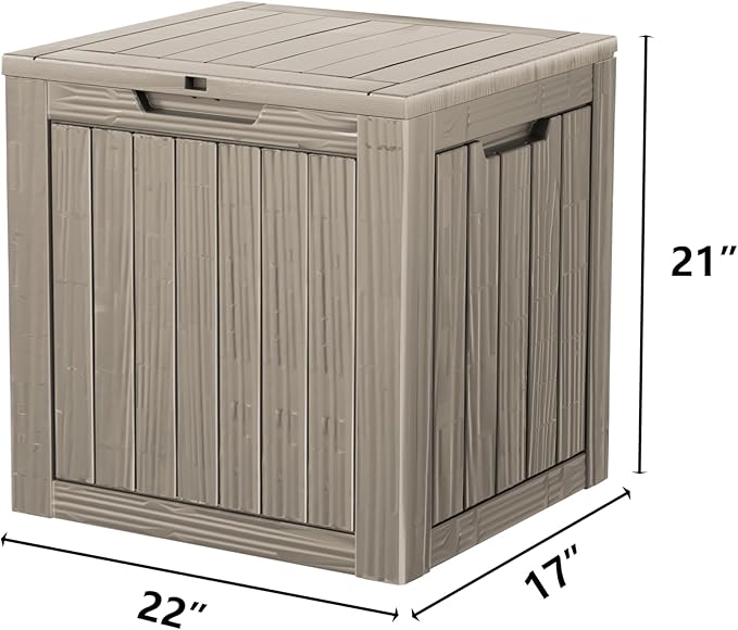 30 Gallon Waterproof Deck Boxes for Outdoor - Compact Resin Patio Storage Boxes, Pool Storage Bin with Lock for Cushions & Tools, UV-Resistant, Slate Grey