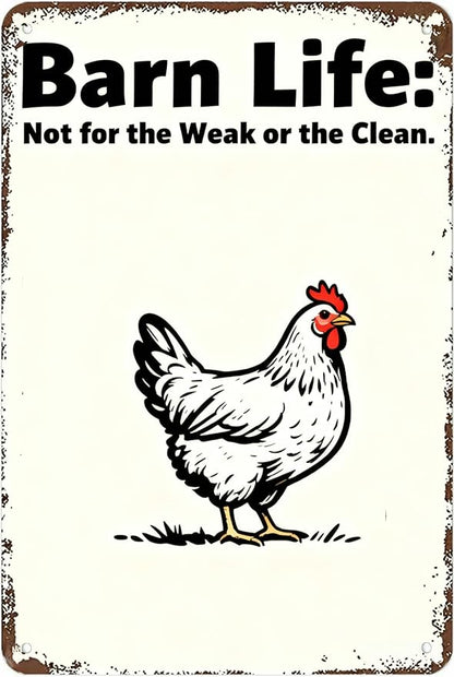 Metal Sign Barn Life: Not for the Weak or the Clean. Tin Sign Decor Retro Wall Decor For Home Coffee Bar Funny Aluminum Sign 8x12 inch