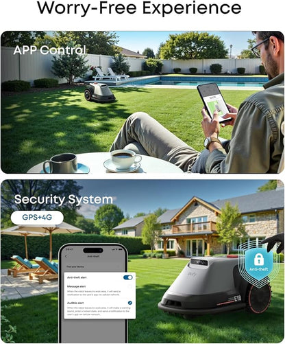 eufy E18 Robot Lawn Mower,Max 0.3 Acres,Wireless Robot Mower with Auto Mapping,Vision Navigation,Multi-Zone Management,Robotic Lawnmower with AI Obstacle Avoidance,APP Control,18°Slope,Cut Height1-3"